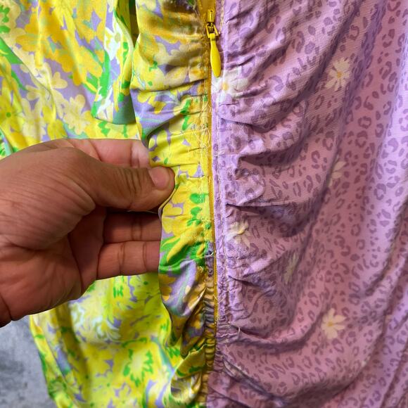 For Love & Lemons Dubois Mix Print Mini Dress in Freedom Floral Large Purple - Picture 6 of 10